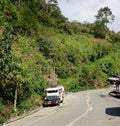 A jeepney on rural road in Banaue, Philippines