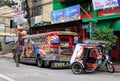 Jeepneys parking on street in Manila, Philippines Royalty Free Stock Photo