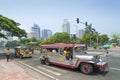 Jeepneys in rizal park manila philippines Royalty Free Stock Photo