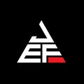 JEF triangle letter logo design with triangle shape. JEF triangle logo design monogram. JEF triangle vector logo template with red Royalty Free Stock Photo