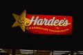 Jefferson, Ohio, USA - 2-20-22: A large sign outside of a Hardee's fast food restaurant
