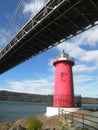 Little Red Lighthouse Under George Washington Bridge in NYC Royalty Free Stock Photo