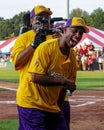 Jeffrey Osborne having fun at his Charity Softball Game.