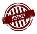 Jeffrey - red round grunge button, stamp