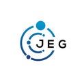 JEG letter technology logo design on white background. JEG creative initials letter IT logo concept. JEG letter design