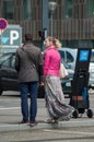 Jehovah witnesses standing in the street