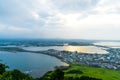 Jeju city skyline view from Seongsan Ilchulbong, Jeju Island.