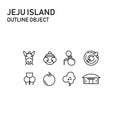 Jeju island item with transparent outline design, doodle icon
