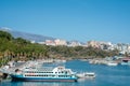 View of Seogwipo Port and Hallasan Mountain in Jeju island, Korea