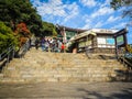 Jeju Island, KOREA - NOVEMBER 12: The tourist visited Sanbanggulsa temple that located on Sanbangsan Mountain. On the way to