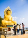 Jeju Island, KOREA - NOVEMBER 12: The tourist visited Sanbanggulsa temple that located on Sanbangsan Mountain. On the way to