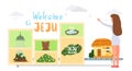 Jeju Korean island vector illustration. Travel to South korea. Welcome to Jeju. Vacation in Asia