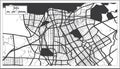 Jeju South Korea City Map in Black and White Color in Retro Style. Outline Map