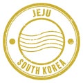 JEJU - SOUTH KOREA, words written on yellow postal stamp