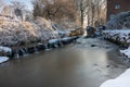 The Jeker, a river with a small rapid meandering through the valley of Jekerdal, just outside Maastricht during winter