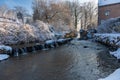 The Jeker, a river with a small rapid meandering through the valley of Jekerdal, just outside Maastricht during winter