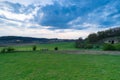 The Jeker valley near Maastricht during a sunset with dramatic clouds over the rolling hills Royalty Free Stock Photo