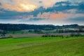 The Jeker valley near Maastricht during a sunset with dramatic clouds over the rolling hills Royalty Free Stock Photo