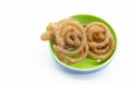 Jelebi or Jilbi in a plate isolate on white Royalty Free Stock Photo