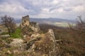 Jelenec castle ruins during early spring Royalty Free Stock Photo