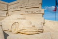 Sand sculpture fragment - car model.