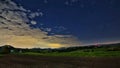 Jellow clouds and starry sky Royalty Free Stock Photo