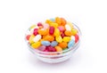 Jelly beans in the glass bowl