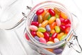 Jelly beans in glass jar Royalty Free Stock Photo