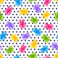 Jelly bear candy and polka dot vector seamless pattern. Sweet colorful kids background. Vector illustration Royalty Free Stock Photo
