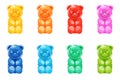Jelly bears. Cartoon marmalade candies, animals shapes sweets, colorful gummy bear, fruit and berry flavors, classical