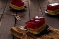 Jelly cake on a wooden table Royalty Free Stock Photo