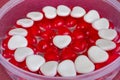 Jelly candy. Red and pink candy hearts background. Valentines day, love concept. Royalty Free Stock Photo