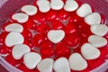 Jelly candy. Red and pink candy hearts background. Valentines day, love concept. Royalty Free Stock Photo