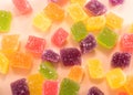 Jelly candy on rose background Royalty Free Stock Photo