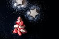 Jelly Christmas tree and sugar stars in the forms for biscuits