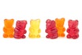 Jelly colorful bears isolated on white background. Candy bears. Set of delicious jelly candies Royalty Free Stock Photo