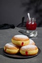 jelly donuts on grey background