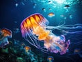 Jelly Fish in Blue Water Royalty Free Stock Photo