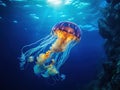 Jelly Fish in Blue Water Royalty Free Stock Photo