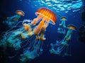 Jelly Fish in Blue Water Royalty Free Stock Photo