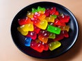 jelly fruit sweets on dish , AI Generated Royalty Free Stock Photo