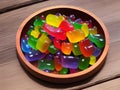 jelly fruit sweets on dish , AI Generated Royalty Free Stock Photo