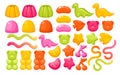 Jelly gum candy sweets set, realistic creative funny chewy candy for kids collection Royalty Free Stock Photo