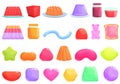 Jelly icons set cartoon vector. Confectionery dessert