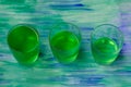 Jelly with kiwi fruit in three glasses