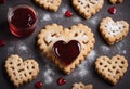 jelly Linzer cutters jam Baking top cookies image lay sheets heart icing jam treats Romance concept including filled love cookie