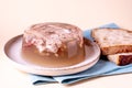 Jelly with meat, beef aspic. Portion on plate with bread Royalty Free Stock Photo