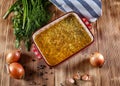 Jelly with meat, beef aspic, traditional Russian dish Royalty Free Stock Photo