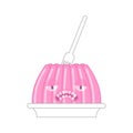 Jelly pudding monster. Angry sweet jell. sweetness gelatin. vector illustration