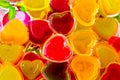 Jelly shape heart gelatin sweet dessert in the dish on the table Royalty Free Stock Photo